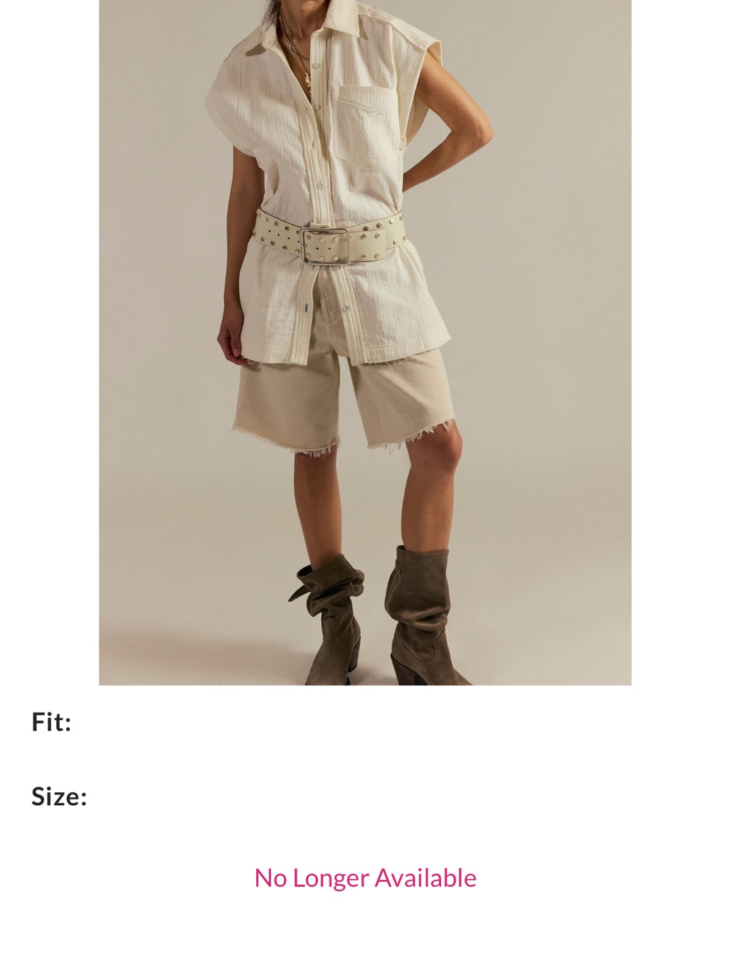 Free People Cream Frayed-Hem Muscle Top